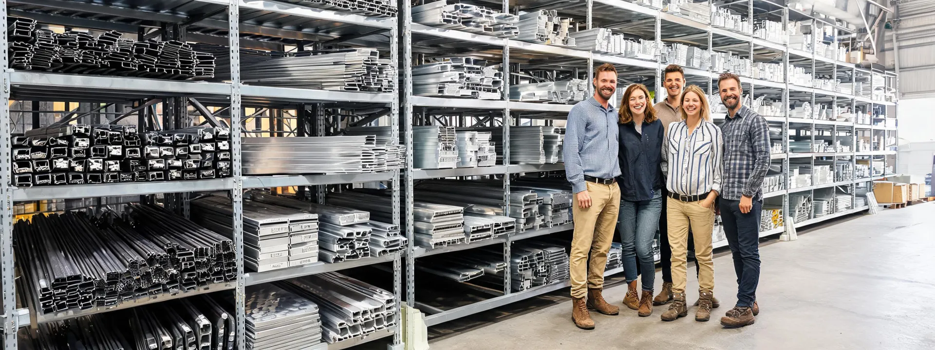 Metal Supermarkets team in a local metal store warehouse