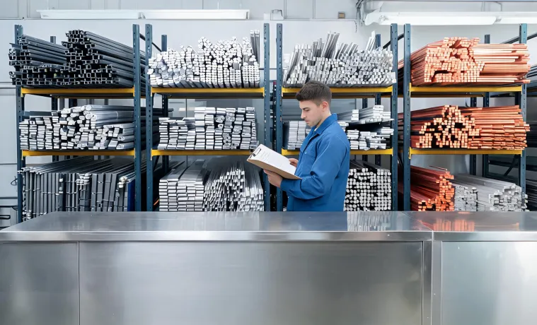 Metal Supermarkets contact counter and organized metal racks