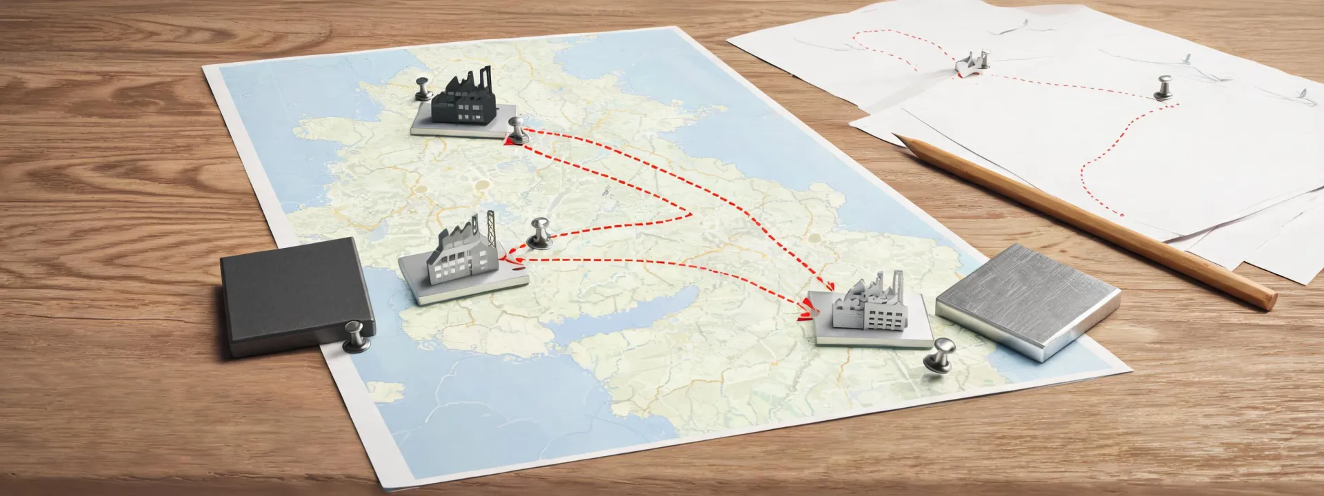 Map-style view of metal supply across industrial regions